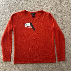 Preswick & Moore Sweater Womens XL 100% Cashmere NWT Crewneck Orange Long Sleeve